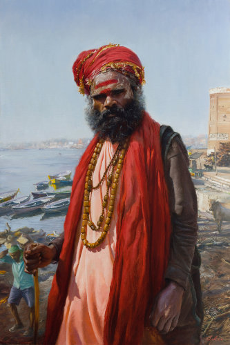 Sadhu at the Manikarnika Burning Ghat in Varanasi by Pavel Sokov